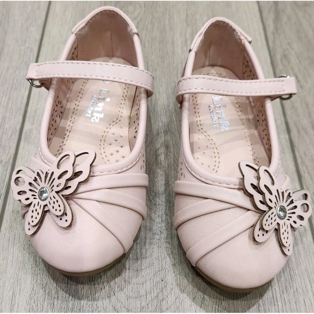 Girls Toddler Light Pink Butterfly Dress Shoes Spring Easter Wedding Size 7